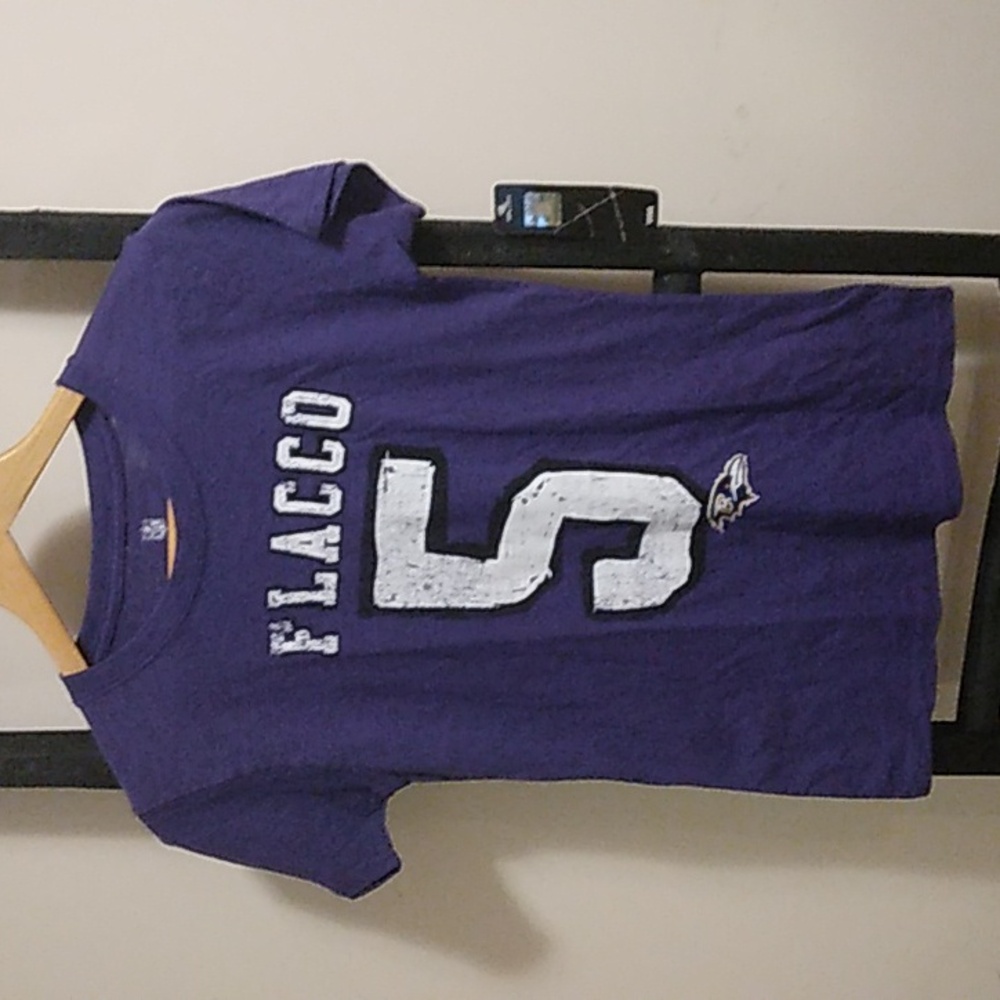Youth Unisex NFL Baltimore Ravens Joe Flacco Purple Distress Shirt NWT
